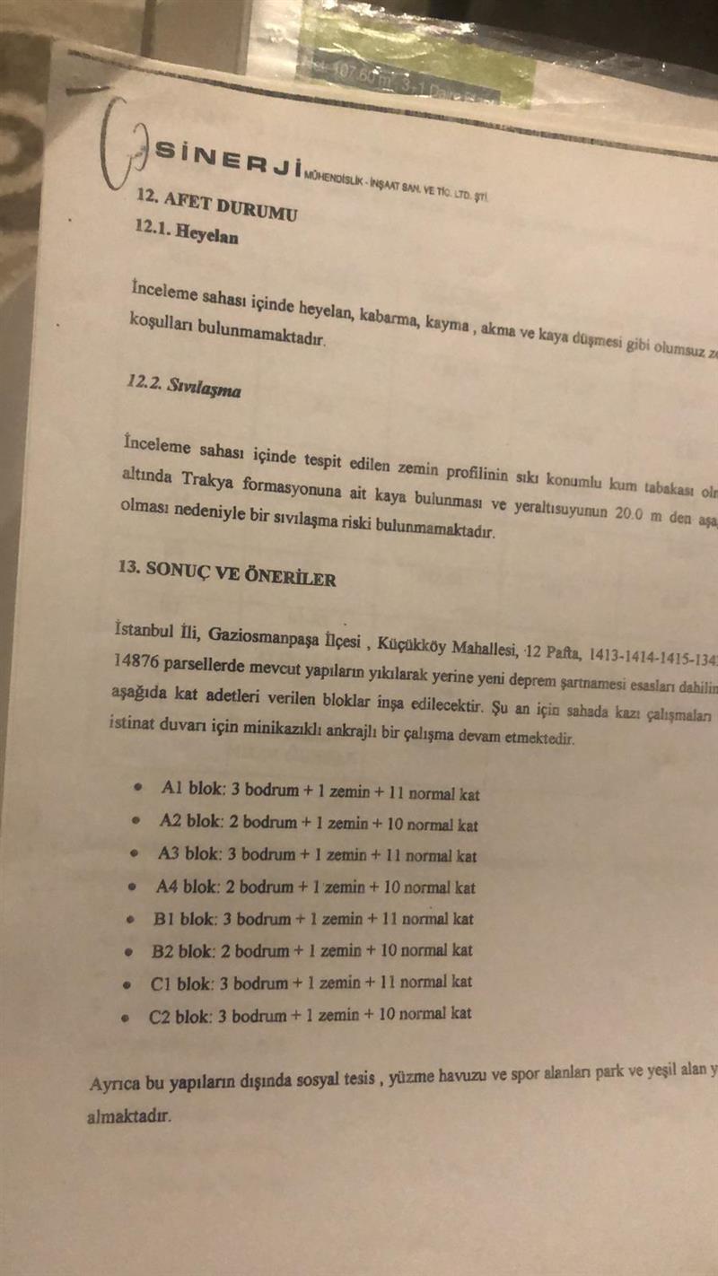 Bloklar�n Zemin Et�t Raporu